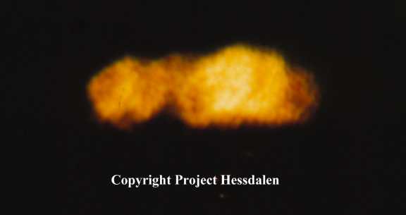 Historical Hessdalen light photograph taken by Arne P. Thomassen in October 1982