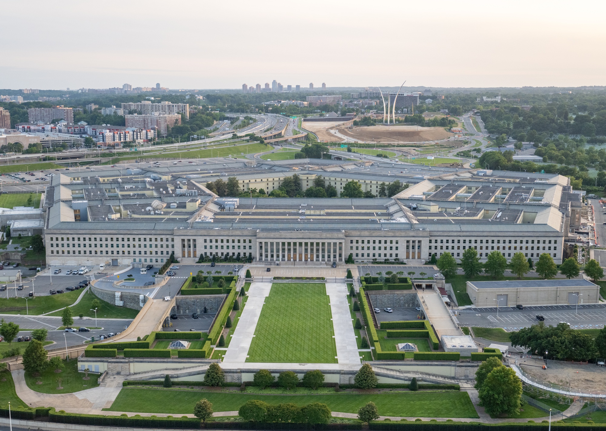 Aerial view of the Pentagon beside the Potomac River in Washington, D.C.